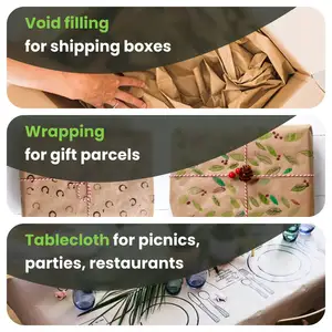 Оптовая продажа экологически чистых подарков для творчества, 100% переработанная упаковка, натуральная упаковка, рулон коричневой крафт-бумаги