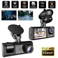 Caméra embarquée WiFi 3 canaux 1080P à triple objectif, enregistreur de vision nocturne avant, intérieur et arrière, grand angle 170°, capteur G, mode stationnement