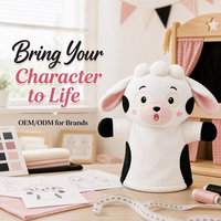Marionnette de main personnalisée en forme de vache mignonne, en peluche douce, interactive, pour l'éducation précoce, jeu parent-enfant, vente en gros, cadeau pour enfants