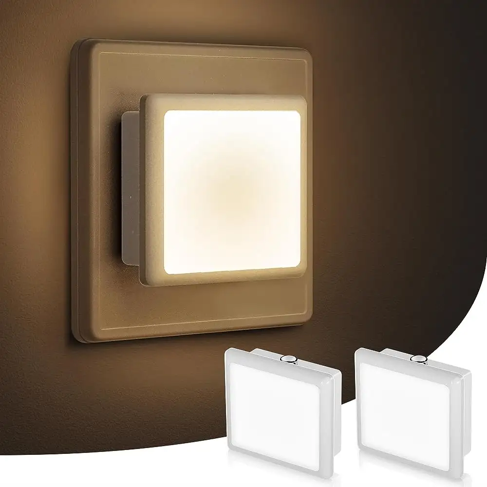 LOHAS Light Sensor Night Lights Plug into Wall 3000K Soft White 0.3W Bed Lamp LED Nightlight for Bathroom Bedroom