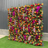Fondo de Pared de Rosas de Seda Artificial Hechas a Mano para Bodas, Diwali, Ramadán y Eventos - Decoración Floral Grande para Exteriores