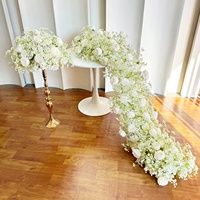 Chemin de table floral pour mariage, en PP non tissé, effet toucher réel, pour centre de table, en forme de café, avec support en acier inoxydable