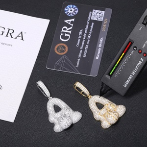 Collier Hip Hop et Pendentif Lettre pour Sac à Main en Argent S925 avec Moissanite Incrustée, Personnalisable A-Z, pour Femmes et Hommes, Stock Euro/US Prêt à l'emploi - Product Image 2