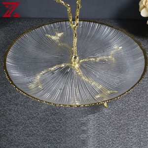 Lüks şeker aperatif meyve tabağı metal kolu standı cam tatlı tabağı oturma odası için çay masası ev - Product Image 3