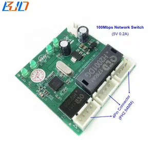 100Mbps 3พอร์ต4Pin เชื่อมต่อ Ethernet Lan เครือข่ายสวิทช์ที่ไม่มีการจัดการ (0.2A DC 5V)