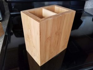 <span class=keywords><strong>Portaposate</strong></span> in legno, <span class=keywords><strong>portaposate</strong></span> nero Rack con 2 scomparti utensili da cucina - Product Image 2
