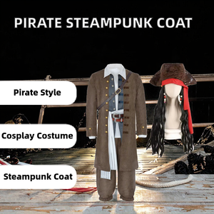 Cappotto Marrone Vintage Medievale, Costume Cosplay <span class=keywords><strong>Jack</strong></span> <span class=keywords><strong>Sparrow</strong></span>, Giacca Unisex per Halloween, Rinascimento, Pirata, Gotico, Steampunk, Abiti TV - Product Image 2