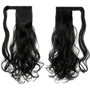 Extensión de pelo de cola de caballo ondulada <span class=keywords><strong>larga</strong></span> sintética Clip rizado en peluca envoltura alrededor de cola de caballo falsa suave para mujer - Product Image 3