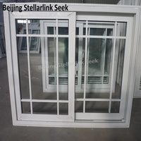 Ventana Corredera Horizontal de Vinilo con Marco Blanco y Doble Acristalamiento Insonorizado, Certificada por NFRC, con Diseño de Rejilla, para Uso Residencial