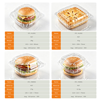 Contenant à burger transparent en PET avec couvercle à fermeture rapide pour la commodité des commerces de proximité, la restauration rapide, les plats à emporter, la livraison et la présentation en magasin.