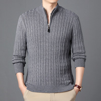 Pull pour homme tendance automne/hiver, style Europe-Amérique, en maille torsadée, coupe ample, minimaliste, demi-zip