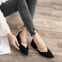 Chaussures Mary Jane d'automne à fond plat pour femmes Chaussures pointues coréennes