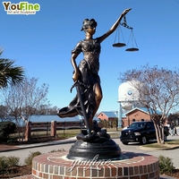 YouFine Lebensgroße Outdoor-Bronzestatue der Justitia, Maßgefertigte Große Augenbinde-Themis-Göttin-Skulptur für Gerichtsdekoration