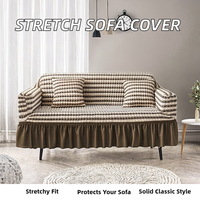 Housse de canapé jacquard extensible et protectrice pour salon, grandes tailles, nouvelle collection, pour canapés modernes et fauteuils, modèle 3 3 1 1 Solid Skirt
