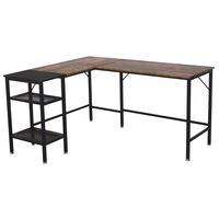 Bureau de coin noir personnalisé en forme de L Table de jeu d'ordinateur avec étagère de rangement pour PC pour la station de travail d'écriture d'étude à domicile