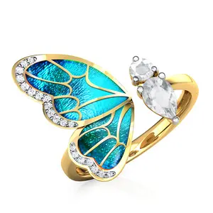 CAOSHI New Arrival Fashion Blue Green Oil filled Resizable New Design Butterfly Wings Gold Plated Women Ring