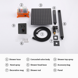 Set <span class=keywords><strong>Doccia</strong></span> Moderno per Bagno con <span class=keywords><strong>Miscelatore</strong></span> Acqua Calda <span class=keywords><strong>e</strong></span> Fredda, <span class=keywords><strong>Doccia</strong></span> a Pioggia Nera Opaca in Acciaio Inox - Product Image 5