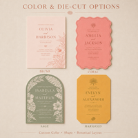 Tarjetas de Invitación para Boda Tropical, Diseño Botánico Personalizado con Hibisco, Artículos de Papel para Boda con Tarjetas RSVP de Forma Única