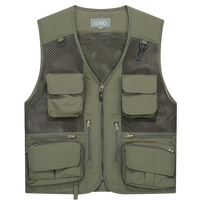 Cargo grande taille journaliste travail utilitaire personnalisé chasse logo gilet sans manches pour hommes
