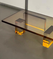 Table basse en acrylique translucide violet sur mesure, style minimaliste, table d'appoint en acrylique, décoration pour canapé, salon