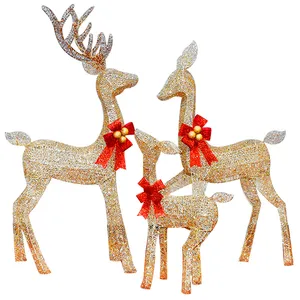 Solar Christmas Metal Reindeer Motif Light for Outdoor Decoration