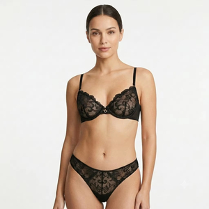 Ensemble de Lingerie en Dentelle Vente en Gros OEM Vintage Motif Floral OEKO-TEX Grande Taille Soutien-Gorge et Culotte en Maille Transparente pour Boudoir Lune de Miel Femme - Product Image 1