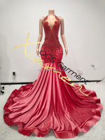 Ocstrade MOQ 1 Accepte les commandes sur mesure Robe de soirée de mariage Robe de soirée scintillante rouge en strass et cristaux perlés Robes de bal maxi