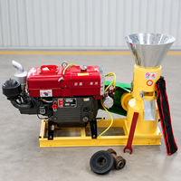 Granulateur de pellets de bois diesel 15HP 22HP 32HP portable à matrice plate pour fermes, sciure de bois, coques de riz, utilisation hors réseau pour la production de granulés de combustible