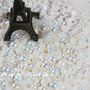Decoración de Uñas Ecológica de Estilo Sencillo con Media Perla Blanca de Resina y Diamantes de Imitación Sueltos, Adorno para <span class=keywords><strong>Ropa</strong></span> con Pegamento por Goteo - Product Image 3
