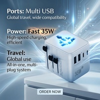 Adaptateur de voyage tout-en-un, adaptateur de prise secteur AC, chargeur mural multi-ports, prise universelle type C, adaptateur de voyage à charge rapide