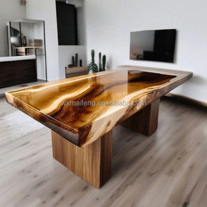 Really <strong>Super</strong> High Level Luxury Design Solid Walnut Wooden <strong>Home</strong> <strong>Furniture</strong> Restaurant River Kitchen Epoxy Resin Dining Table - Product Image 2