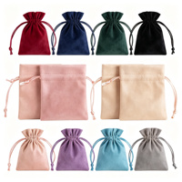 Pochette élégante en velours suédé avec cordon de serrage, personnalisable avec logo imprimé, petite pochette anti-poussière pour bijoux, vente en gros d'usine, respectueuse de l'environnement