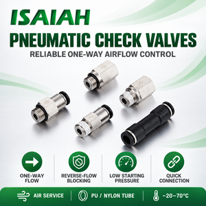 วาล์วกันกลับแบบลมอัด ISAIAH IPCVC, ระบบไหลเวียนอากาศทางเดียว, 0.15-1.0 MPa, ท่อไนลอน PU สำหรับระบบอัตโนมัติในอุตสาหกรรม - Product Image 1
