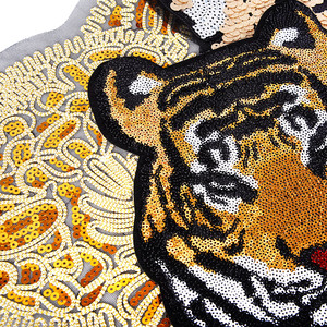 Patchs brodés thermocollants personnalisés en tissu chenille avec paillettes et sequins, motifs animaux, pour vêtements et chapeaux, vente en gros - Product Image 4