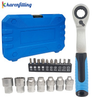 Nouvelle Tendance : Kit d'outils à main pour réparation automobile, jeu de douilles à cliquet traversantes 29 pièces, embouts 1/4 et 3/8, fabrication professionnelle