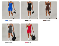 Combinaison de sport une pièce pour femme, débardeur décontracté à col en V, séchage rapide, respirant, printemps-hiver, pantalon court