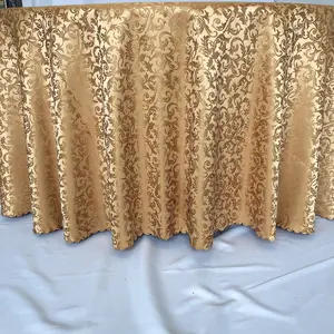 Nappe de Table en tissu Polyester doré, décoration vintage, nappe ronde pour mariage