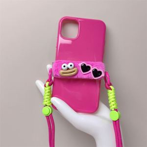 Étui de téléphone mignon en peluche avec bouche de saucisse de dessin animé, sac messager, lunettes de soleil, avec sangle de téléphone pour iPhone 15 14 13 12 Plus/pro/pro Max - Product Image 5