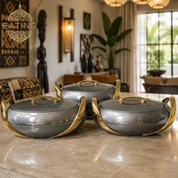 Ensemble de casseroles isothermes de luxe 3 pièces 2,5L 3L 3,5L en acier inoxydable, chauffe-plats pour le Ramadan, faible MOQ, 2 ensembles de chauffe-plats