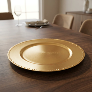 Platos Redondos de Plástico Ecológico Amarillo, Duraderos para Catering y Bodas - Artesanía India para el Hogar - Product Image 2