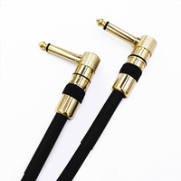 Câble de guitare série Gold 6,35 mm TS Mono coudé vers droit, gaine PVC noire, coque métallique dorée pour un look haut de gamme OEM