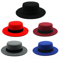 Sombrero Fedora Clásico OEM de Diseño Sólido para Hombre y Mujer, de Fieltro de Lana Formal con Ala Ancha y Copa Plana