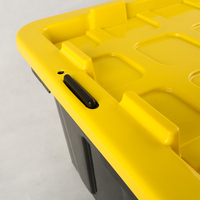 Bacs de rangement multifonctions 100L Couvercle jaune Base noire Grande boîte de rangement en plastique robuste