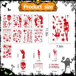 Adhesivos Decorativos para Ventanas de Halloween Merri Wish, Pegatinas de Huellas Sangrientas, Adhesivos Estáticos de Doble Cara para Puertas de Vidrio, Decoración para Fiestas - Product Image 5
