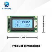 Écran LCD COB miniature SCCdisplay JXD0802A-IIC STN gris positif, interface IIC/I2C, module d'affichage matriciel 8x2 points, haute luminosité