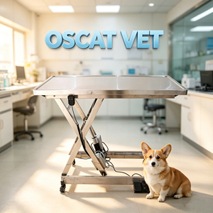Mesa de Examen Veterinaria Eléctrica OSCAT con Control de Pie, Acero Inoxidable 304, Superficie Plana 1300x600mm, Altura Ajustable 450-1000mm - Product Image 2