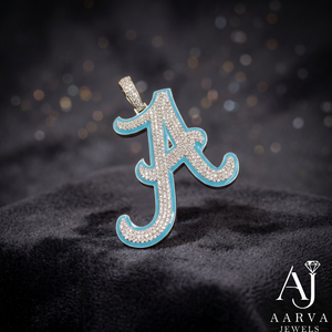 Pendentif initial en argent sterling 925 plaqué or, serti de moissanite, style hip-hop, personnalisé, unisexe - Product Image 1