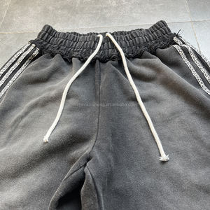 Streetwear Custom Mens Leopard Print Side Stripe 100%cotton Acid Wash Wide Leg <strong>Baggy</strong> Jogger Sweatpants Men - Product Image 3