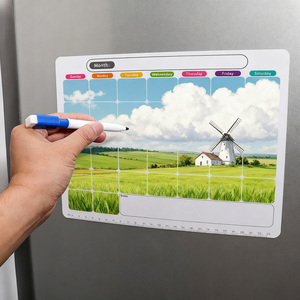 Calendrier magnétique publicitaire pour réfrigérateur, thème Forêt d'automne et <span class=keywords><strong>Coucher</strong></span> de soleil, planificateur mensuel pour la décoration intérieure - Product Image 3