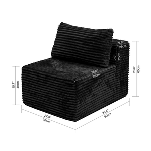 Siyah Kordonlu Modüler Tekli Koltuk Ünitesi, Oturma Odası için Serbest Kombinasyonlu Kolçaksız Kanepe Modülü - Product Image 6